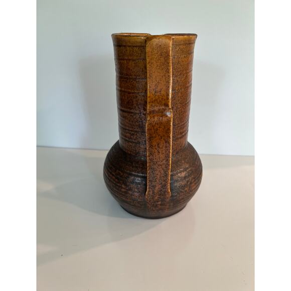 Vintage Mid-century Rare Salt Glaze Pitcher Double Handle Unique JL - Picture 4 of 11